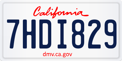 CA license plate 7HDI829