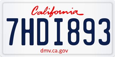 CA license plate 7HDI893