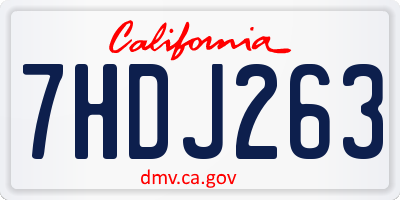 CA license plate 7HDJ263