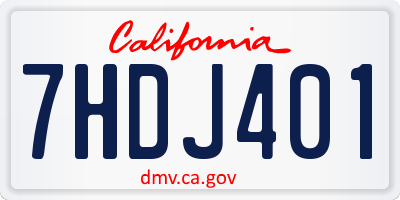 CA license plate 7HDJ401