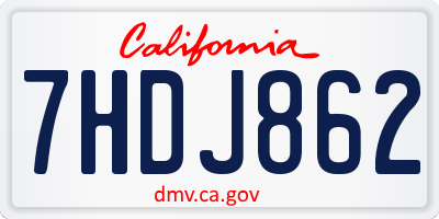 CA license plate 7HDJ862