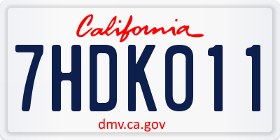 CA license plate 7HDK011