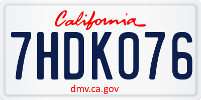 CA license plate 7HDK076