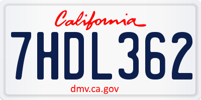 CA license plate 7HDL362