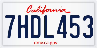 CA license plate 7HDL453