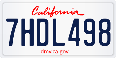 CA license plate 7HDL498