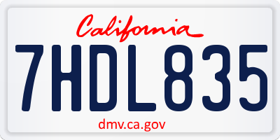 CA license plate 7HDL835