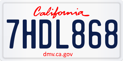 CA license plate 7HDL868