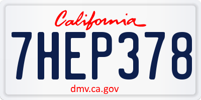 CA license plate 7HEP378