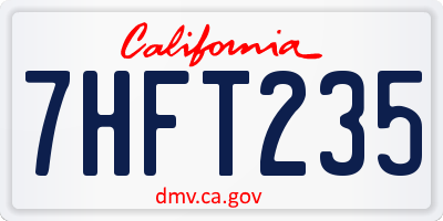 CA license plate 7HFT235