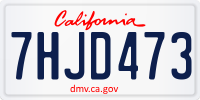 CA license plate 7HJD473