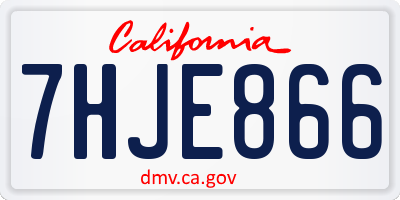 CA license plate 7HJE866