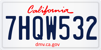 CA license plate 7HQW532