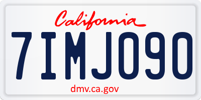 CA license plate 7IMJ090