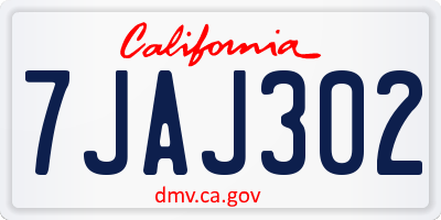 CA license plate 7JAJ302
