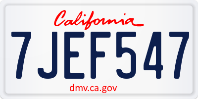 CA license plate 7JEF547