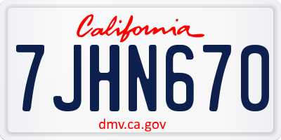 CA license plate 7JHN670