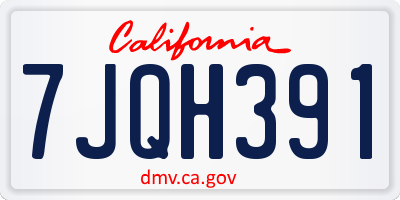 CA license plate 7JQH391