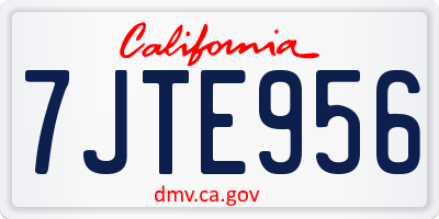 CA license plate 7JTE956