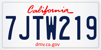 CA license plate 7JTW219