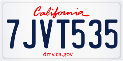 CA license plate 7JVT535