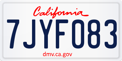 CA license plate 7JYF083