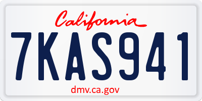 CA license plate 7KAS941