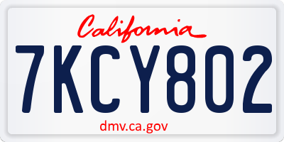CA license plate 7KCY802