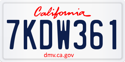 CA license plate 7KDW361