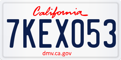 CA license plate 7KEX053