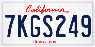 CA license plate 7KGS249