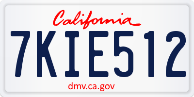CA license plate 7KIE512