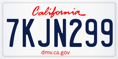 CA license plate 7KJN299