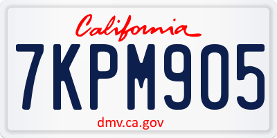 CA license plate 7KPM905