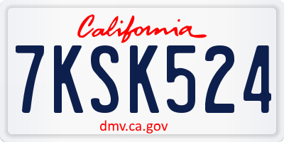 CA license plate 7KSK524