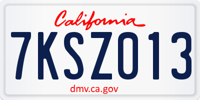 CA license plate 7KSZ013