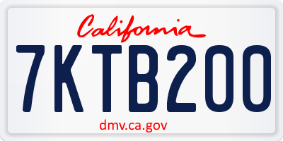 CA license plate 7KTB200