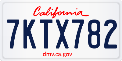 CA license plate 7KTX782