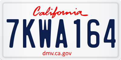 CA license plate 7KWA164