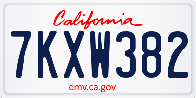 CA license plate 7KXW382