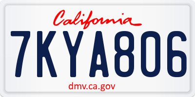 CA license plate 7KYA806