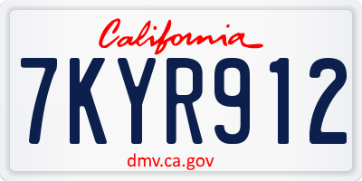 CA license plate 7KYR912