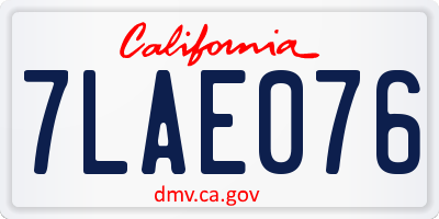 CA license plate 7LAE076