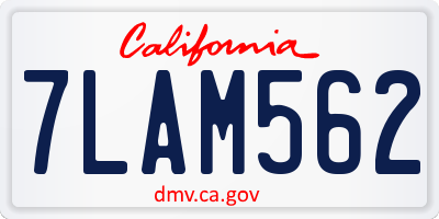 CA license plate 7LAM562