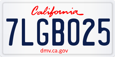 CA license plate 7LGB025
