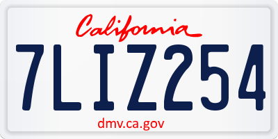 CA license plate 7LIZ254