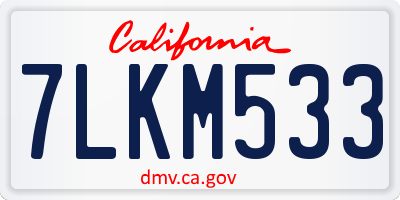 CA license plate 7LKM533