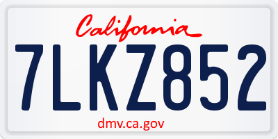 CA license plate 7LKZ852