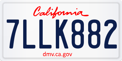 CA license plate 7LLK882