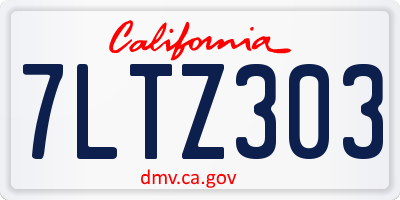 CA license plate 7LTZ303